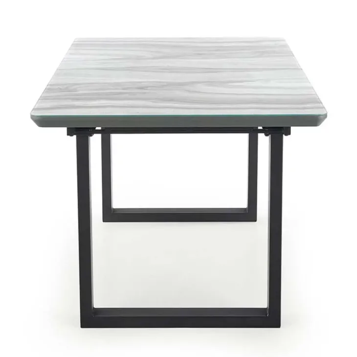 Tavolo in vetro 160/200cm allungabile marmo bianco grigio Jeff