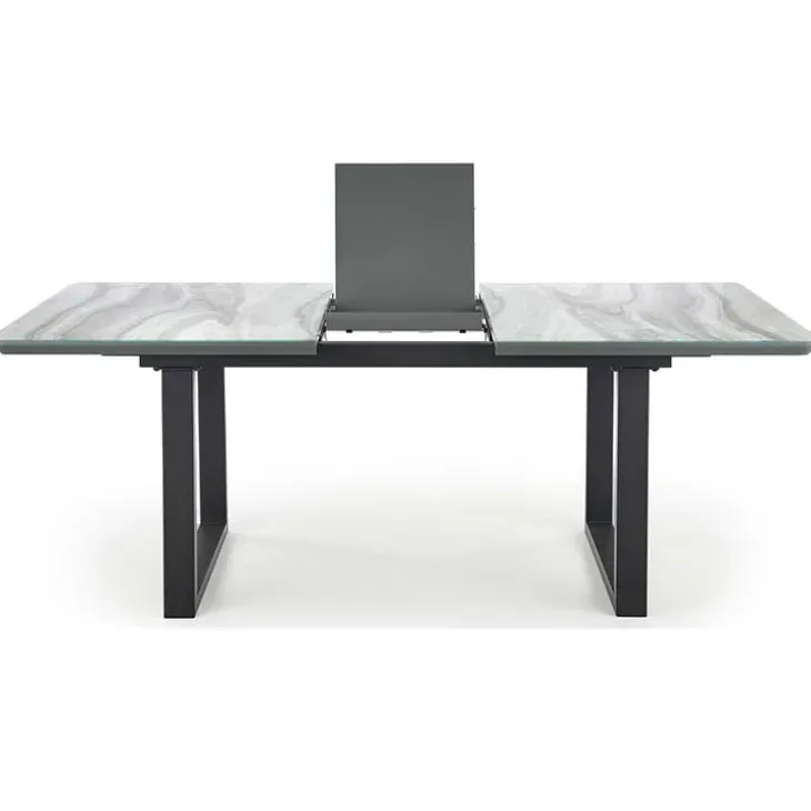 Tavolo in vetro 160/200cm allungabile marmo bianco grigio Jeff