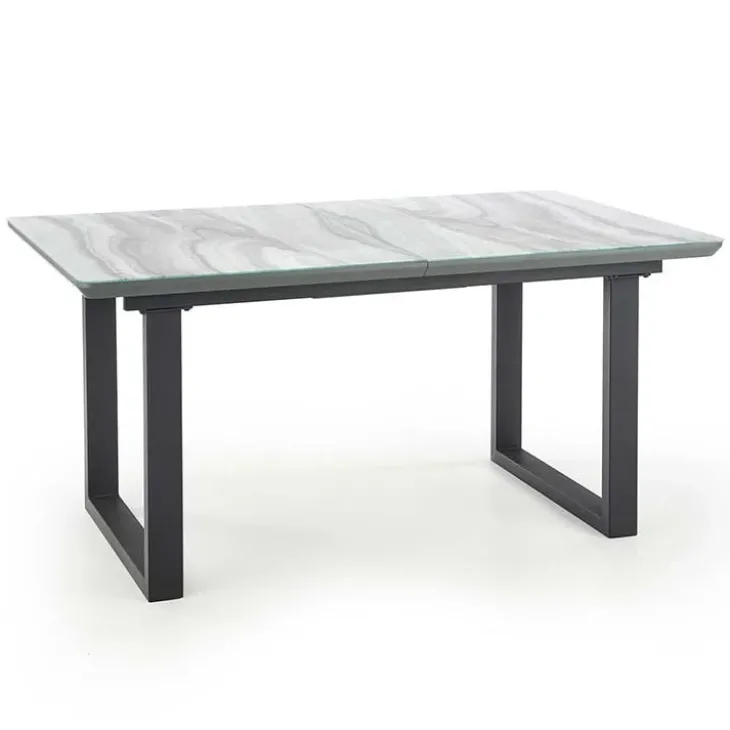 Tavolo in vetro 160/200cm allungabile marmo bianco grigio Jeff