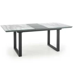 Tavolo in vetro 160/200cm allungabile marmo bianco grigio Jeff