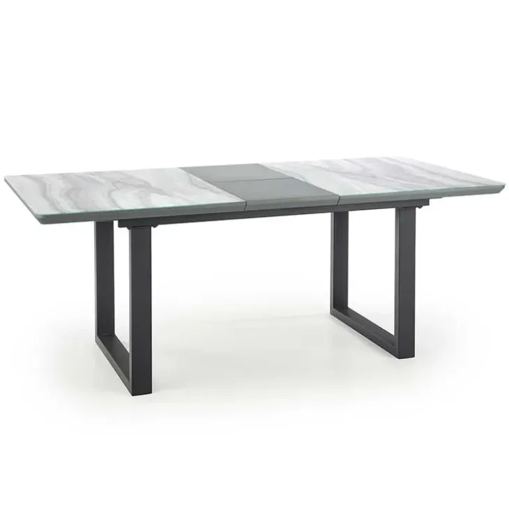 Tavolo in vetro 160/200cm allungabile marmo bianco grigio Jeff