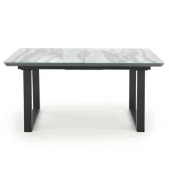 Tavolo in vetro 160/200cm allungabile marmo bianco grigio Jeff