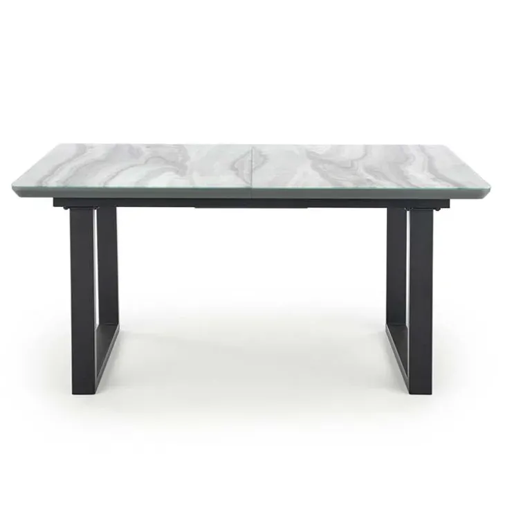 Tavolo in vetro 160/200cm allungabile marmo bianco grigio Jeff