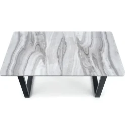 Tavolo in vetro 160/200cm allungabile marmo bianco grigio Jeff
