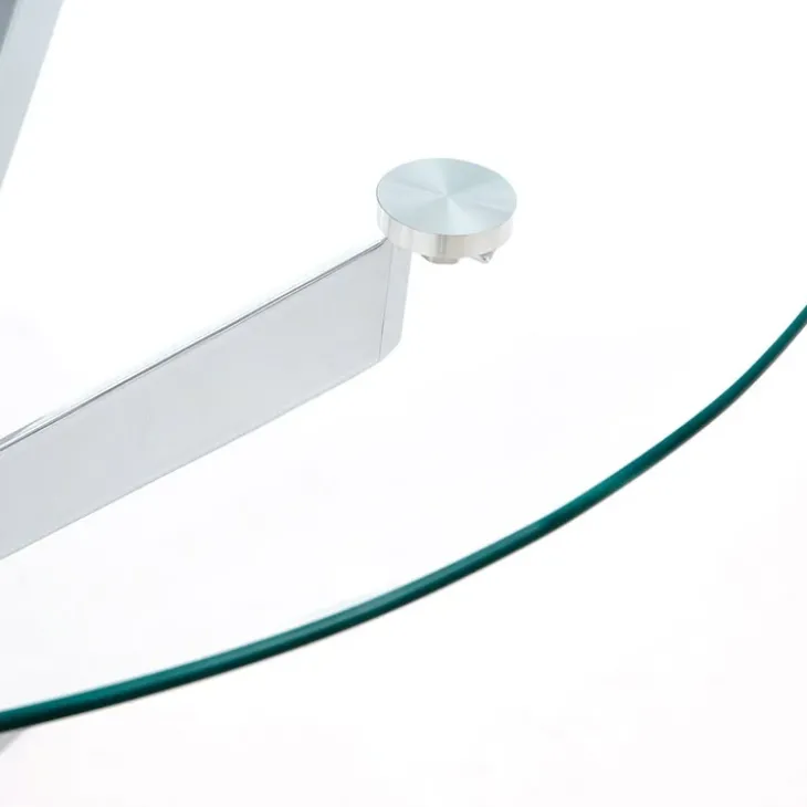 Tavolo in vetro 100x100cm rotondo da pranzo acciaio cromato Minerva Gihome®