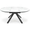 Tavolo rotondo allungabile 130/180cm vetro effetto marmo bianco nero Galact