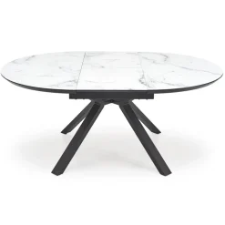 Tavolo rotondo allungabile 130/180cm vetro effetto marmo bianco nero Galact