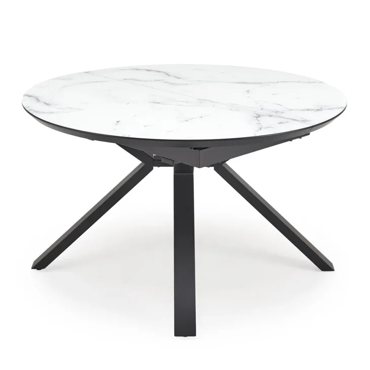 Tavolo rotondo allungabile 130/180cm vetro effetto marmo bianco nero Galact