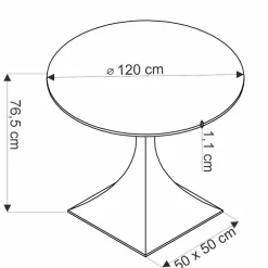 Tavolo rotondo 120cm moderno effetto marmo nero Anul