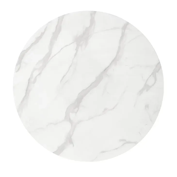 Tavolo rotondo da sala 90x75cm marmo bianco effetto oro Rosselli