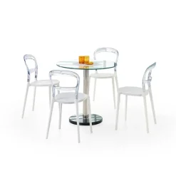 Tavolo rotondo in vetro moderno 80x80cm acciaio cromato Penelope