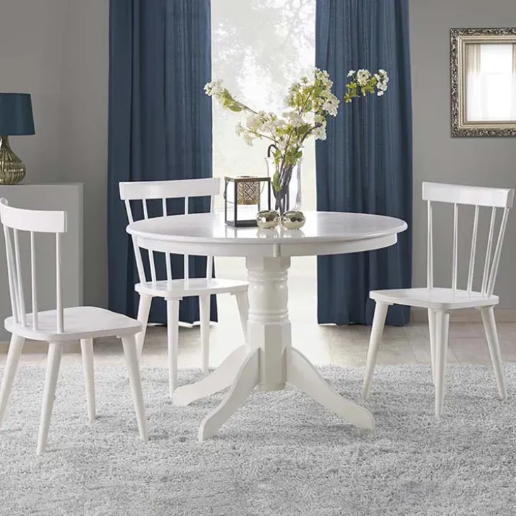 Tavolo rotondo moderno industrial 106x106cm bianco Zeff