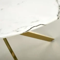 Tavolo rotondo moderno 100x73cm marmo bianco oro Onorato