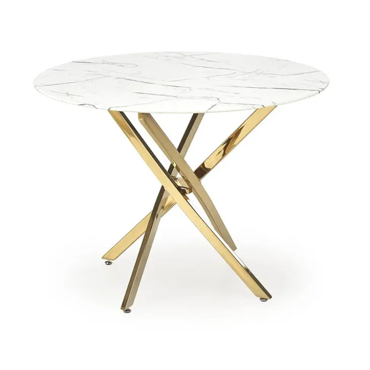 Tavolo rotondo moderno 100x73cm marmo bianco oro Onorato