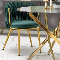 Tavolo rotondo moderno 100x73cm marmo nero oro Onorato