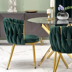 Tavolo rotondo moderno 100x73cm marmo nero oro Onorato
