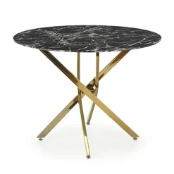 Tavolo rotondo moderno 100x73cm marmo nero oro Onorato