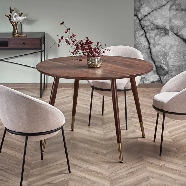 Tavolo rotondo moderno 110x76cm noce oro Panaro