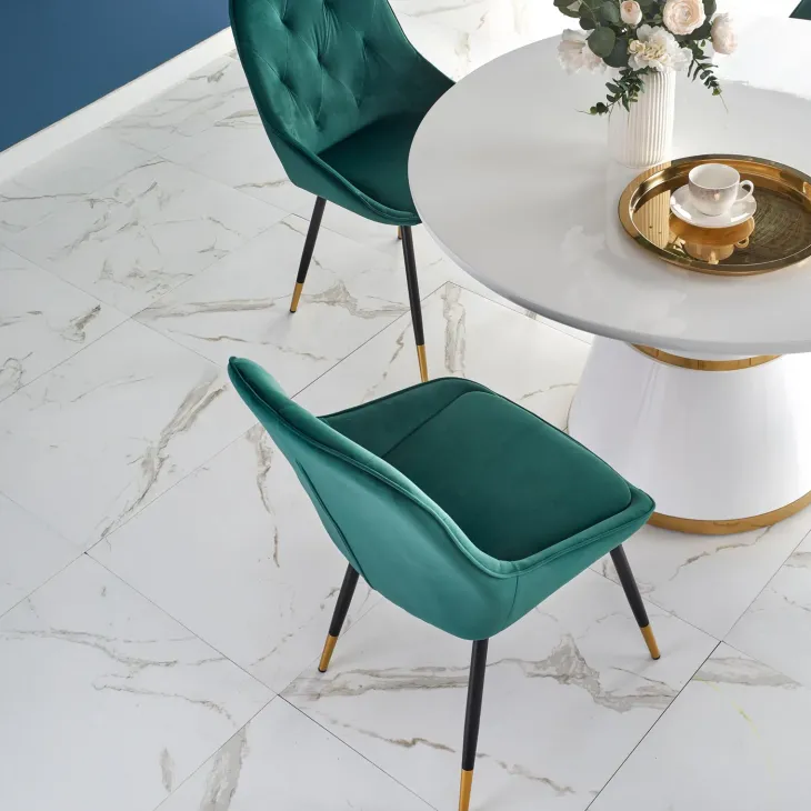 Tavolo rotondo 120x120cm da pranzo bianco laccato acciaio oro Ruby