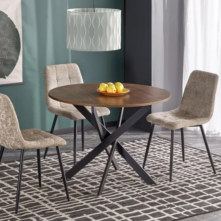 Tavolo rotondo 100x100cm moderno noce nero Dormelada