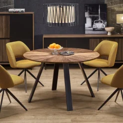 Tavolo rotondo 120x120cm moderno rovere noce nero Camomilla