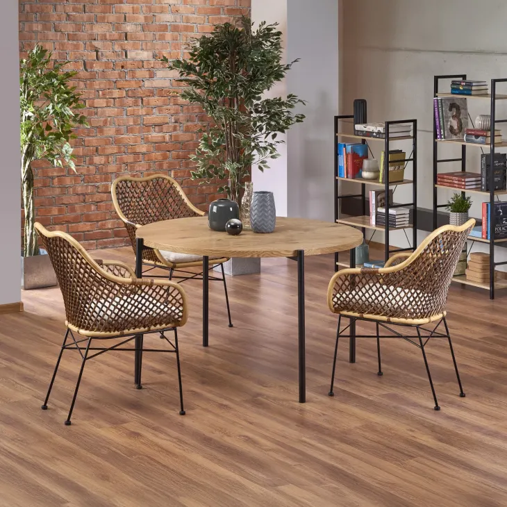 Tavolo rotondo 120x120cm moderno rovere nero Orchidea