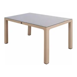 Tavolo 150x90cm da giardino esterno bar dehors tortora con vetro Teodoro