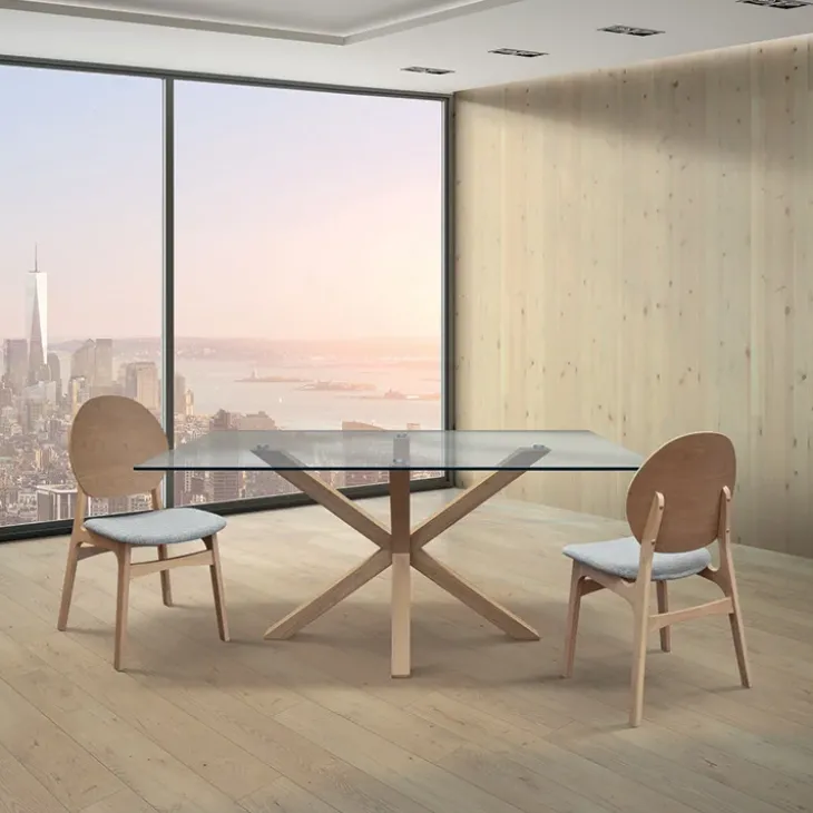 Tavolo 160x90 cm da interno in vetro rovere Edra
