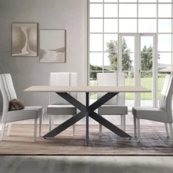 Tavolo 180x90 cm da pranzo beige cashmere nero Sonia