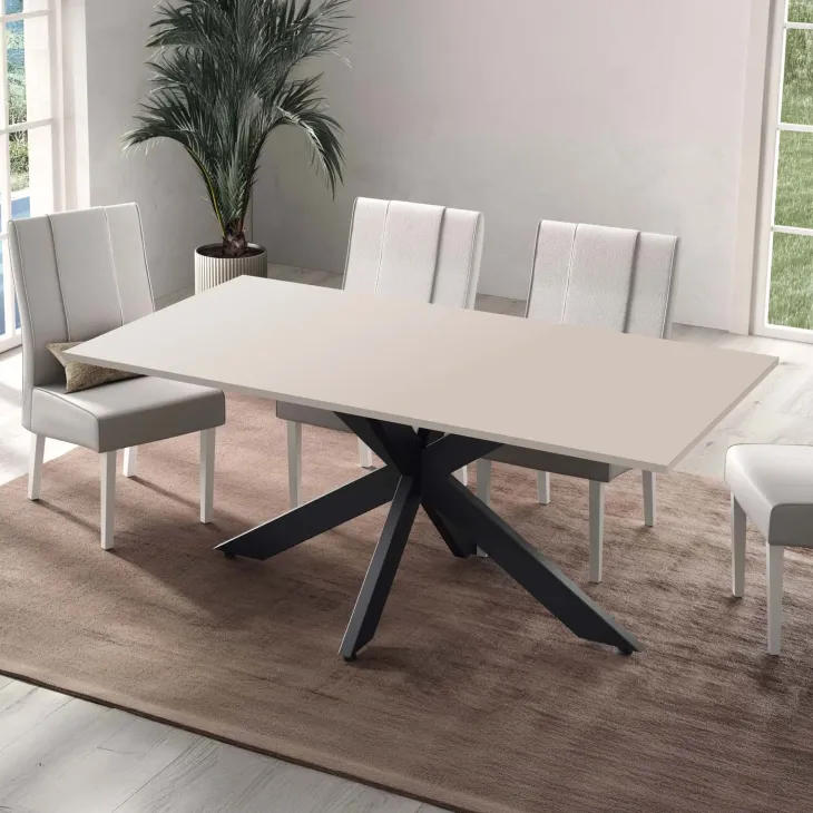 Tavolo 180x90 cm da pranzo beige cashmere nero Sonia