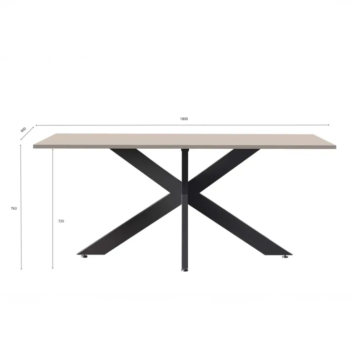 Tavolo 180x90 cm da pranzo beige cashmere nero Sonia