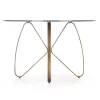 Tavolo 120x120cm da pranzo in vetro rotondo marrone oro antico Ulisse Gihome®