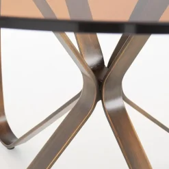Tavolo 120x120cm da pranzo in vetro rotondo marrone oro antico Ulisse Gihome®