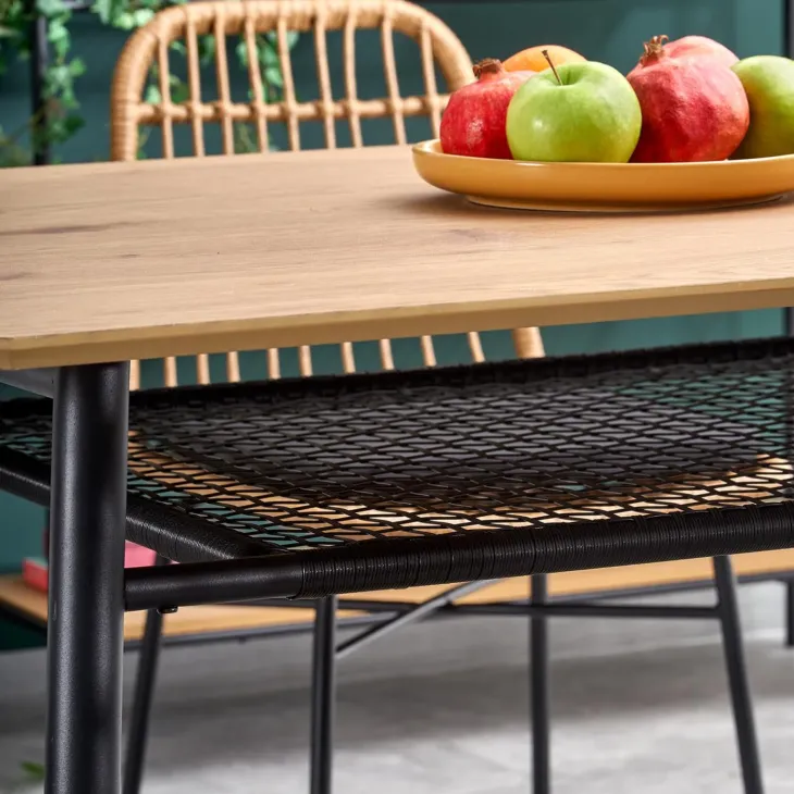 Tavolo 160x90cm da pranzo moderno rovere dorato nero Wilson
