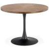 Tavolo 100x100cm da pranzo rotondo moderno noce acciaio nero Lukla
