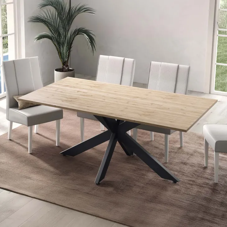 Tavolo 180x90 cm gambe in metallo rovere chiaro Istria
