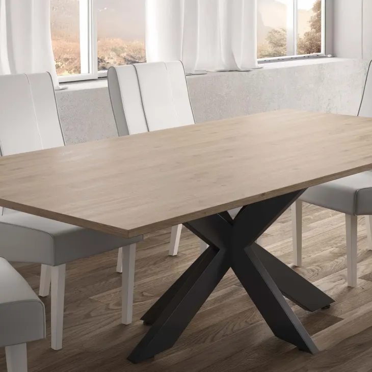 Tavolo 180x90 cm gambe in metallo rovere chiaro Istria