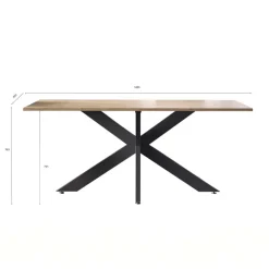 Tavolo 180x90 cm gambe in metallo rovere chiaro Istria