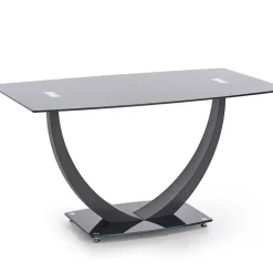 Tavolo 140x80cm in vetro moderno industrial nero Aidan Gihome®