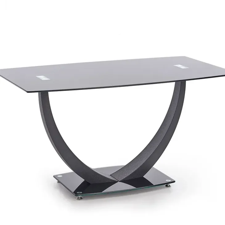 Tavolo 140x80cm in vetro moderno industrial nero Aidan Gihome®