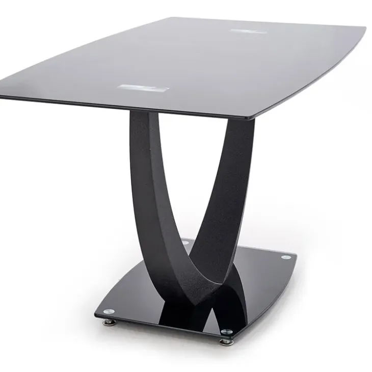 Tavolo 140x80cm in vetro moderno industrial nero Aidan Gihome®