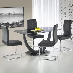 Tavolo 140x80cm in vetro moderno industrial nero Aidan Gihome®