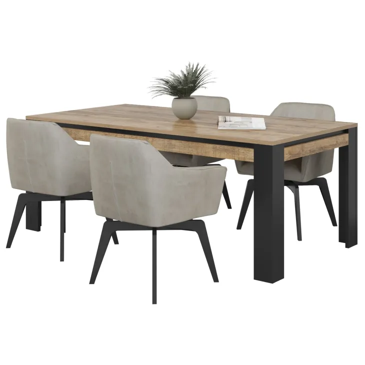 Tavolo 195x100 cm moderno rovere rustico nero Ilyssa