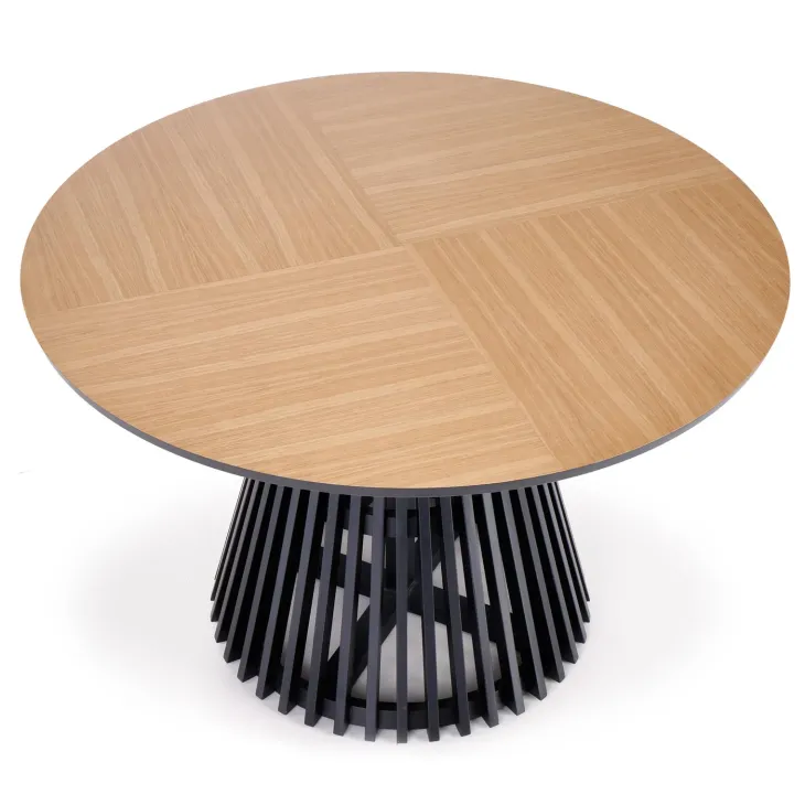 Tavolo 120x120cm rotondo da pranzo rovere chiaro nero Reno
