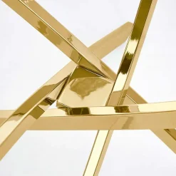 Tavolo 100x100cm rotondo in vetro acciaio oro cromato Minerva Gihome®