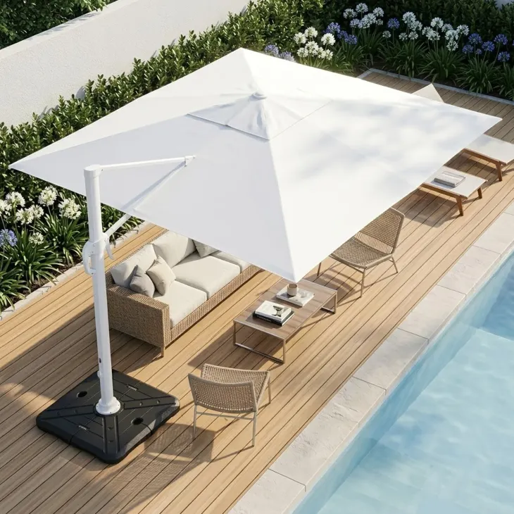 Telo ricambio quadrato 4x4m bianco per ombrellone da giardino Formentera