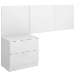 Testiera letto singolo 3 moduli 156cm con comodino 2 cassetti bianco Liberty