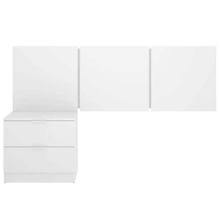 Testiera letto singolo 3 moduli 156cm con comodino 2 cassetti bianco Liberty