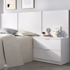Testiera letto singolo 3 moduli 156cm con comodino 2 cassetti bianco Liberty