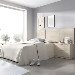 Testiera letto singolo 3 moduli 156cm con comodino 2 cassetti rovere Liberty